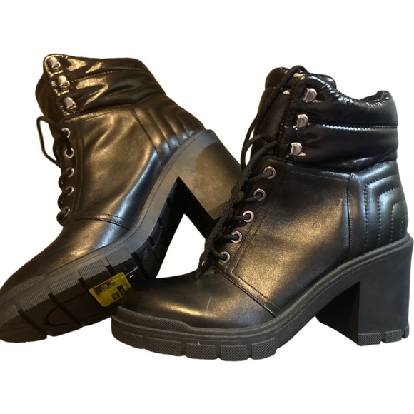 Marc Fisher Black Combat Lace up Boots NWT Chunky Heel Size 8.5 - Picture 5 of 8